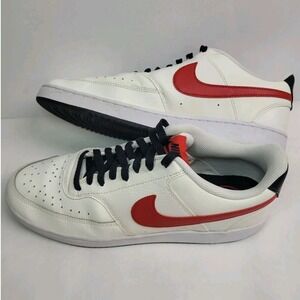Nike Court Vision Shoes Low Top Men Sz 11 White Black University Red DM1187-101